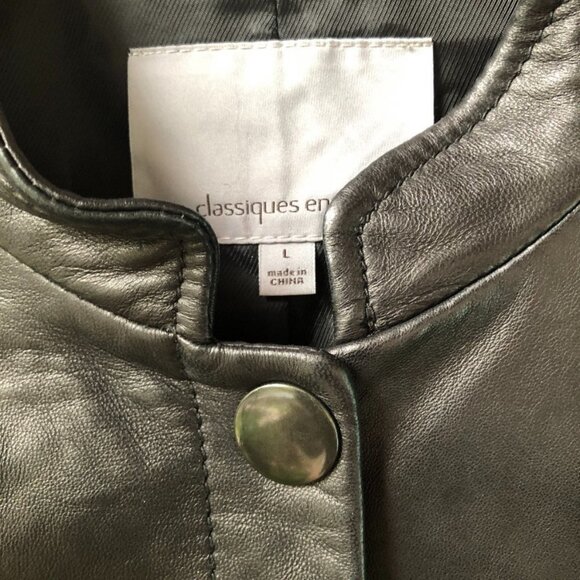 Like New Classiques Entier Luxurious Black Leather Jacket - Women's Large - Picture 5 of 9